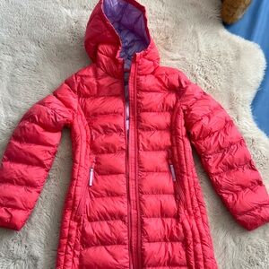 32 Degrees Kids Pink/Purple 3/4 Length Lightweight Packable Puffer Jacket